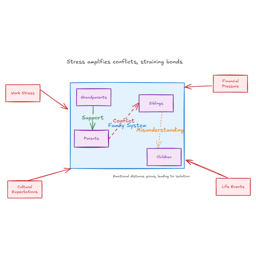 Emotional distance grows, leading to isolation